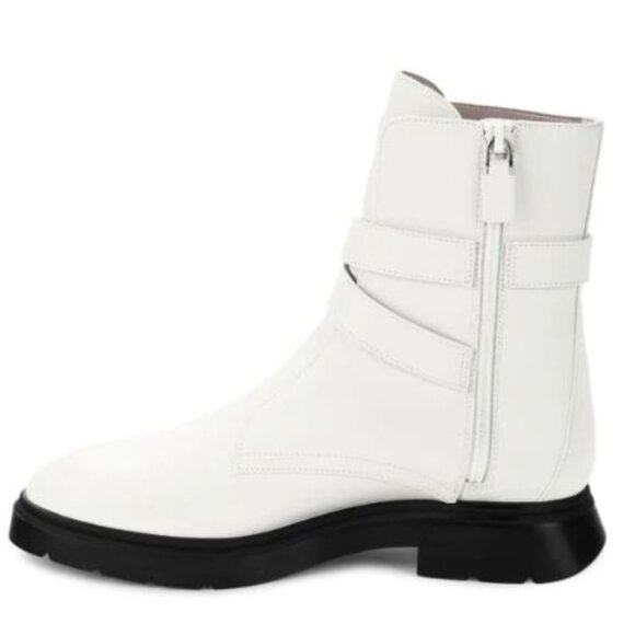 Stuart Weitzman Crystal Buckle Leather Ankle Boots - White (Size 8) - Like New - Picture 5 of 5